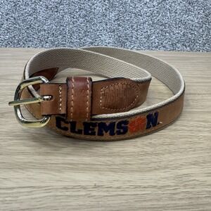 Clemson Tigers Zep-Pro Belt Men's Size 40 Leather Canvas Embroidered Brown USA